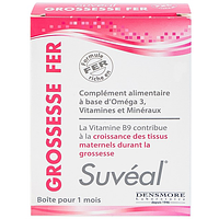 Suveal Grossesse Fer Densmore bổ sung Omega 3, DHA, Vitamin, khoáng chất (Hộp 30 viên)