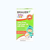 BRAUER Baby & Kids Ultra Pure Cod Liver Oil with DHA cho trẻ từ 1 tuổi (Hộp 90 viên)