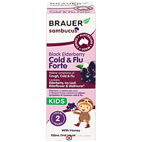 Brauer Kid Elderberry Cold & Flu hỗ trợ cảm cúm cho trẻ từ 2 tuổi chai 100ml